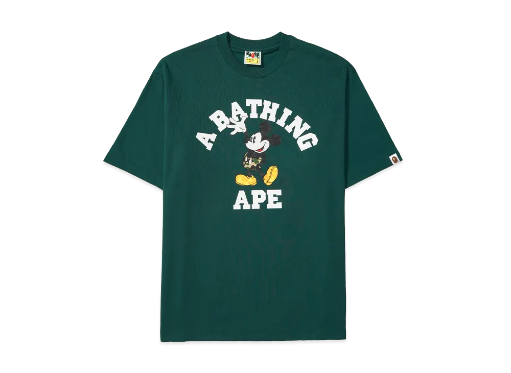 A BATHING APE x Disney Mickey Mouse College Relaxed Fit Tee "Green"