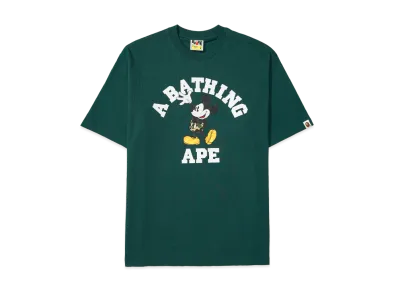 A BATHING APE x Disney Mickey Mouse College Relaxed Fit Tee "Green"