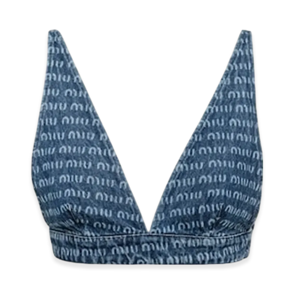 MIU MIU Women's Single-Breasted Tweed Top "Navy"