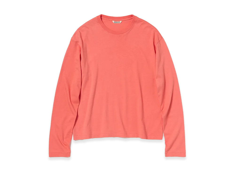 AURALEE Brushed Organic Cotton Jersey L/S Tee "Coral Pink"