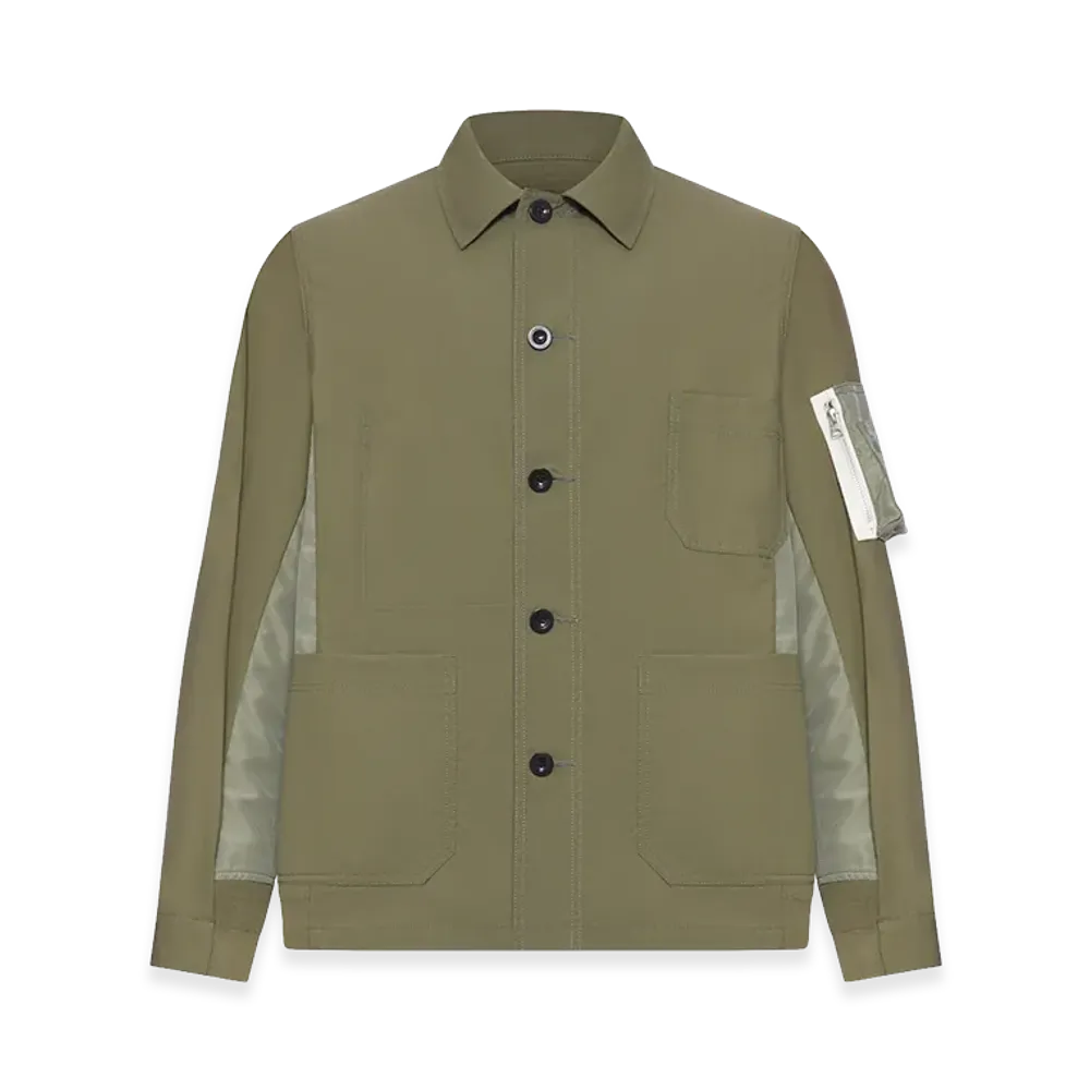 sacai Cotton Jacket With Nylon Details Applied "Green"