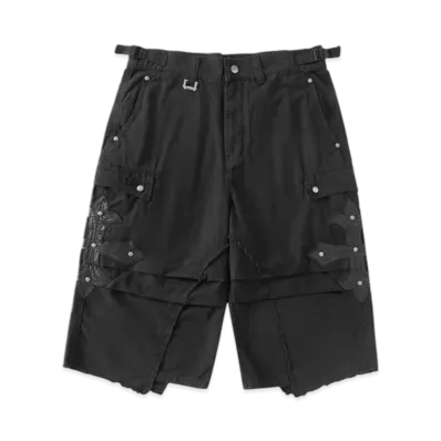 SUPPLIER Cross Leather Patch Baggy Shorts "Black"