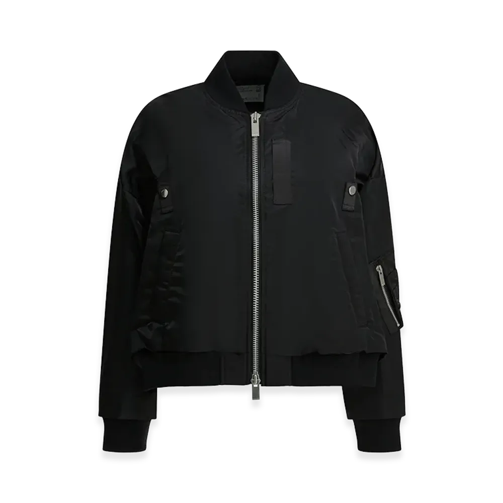 sacai Women's Nylon Zippered Bomber Jacket "Black"