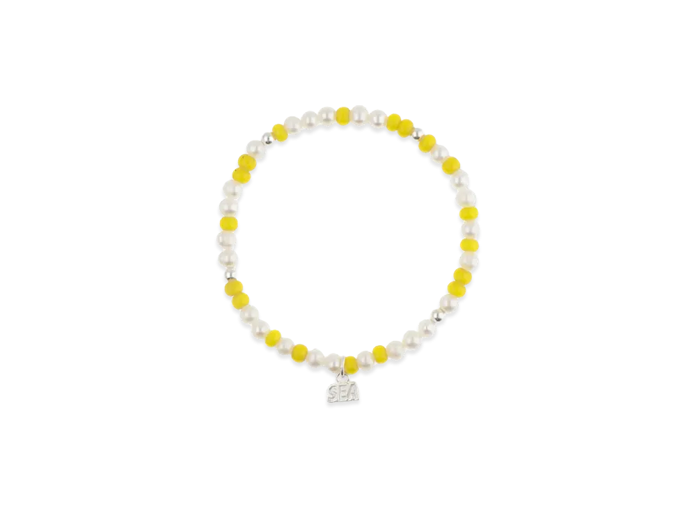 WIND AND SEA IVX Japan WDS Pearl & White Hearts Bracelet "Yellow"