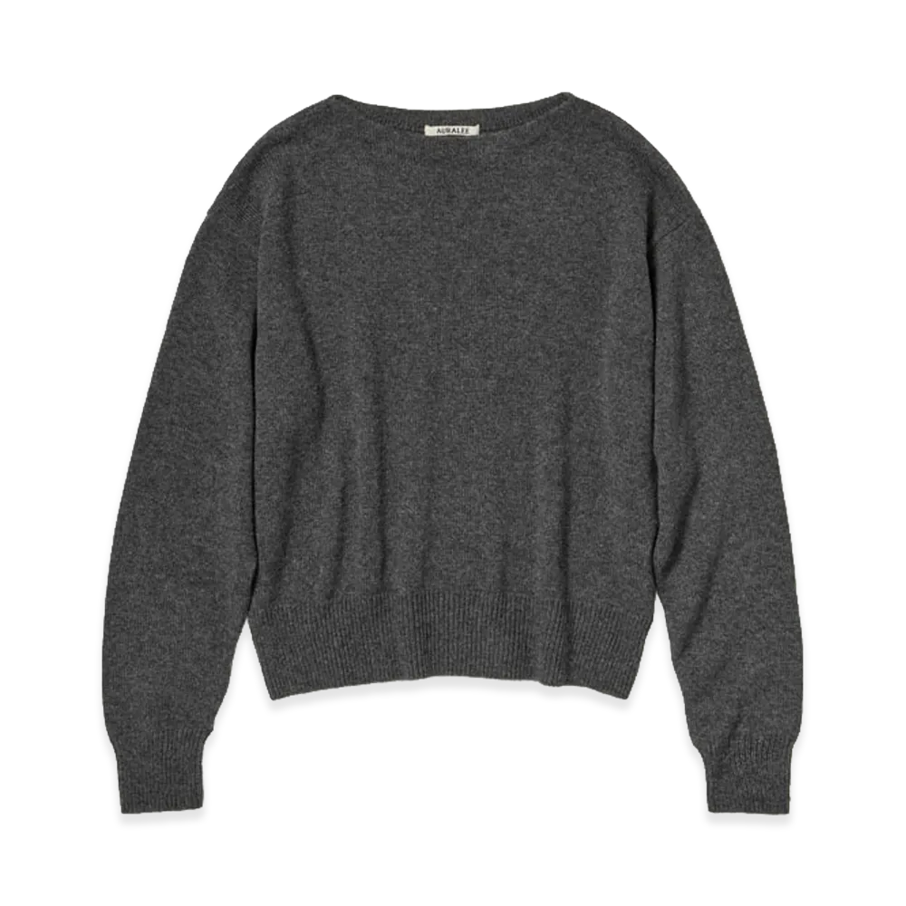 AURALEE Light Cashmere Knit Boat Neck P/O "Charcoal"