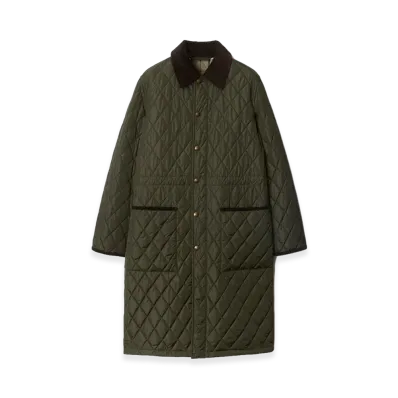 Burberry Women's Mid-length Quilted Nylon Car Coat "Shale"
