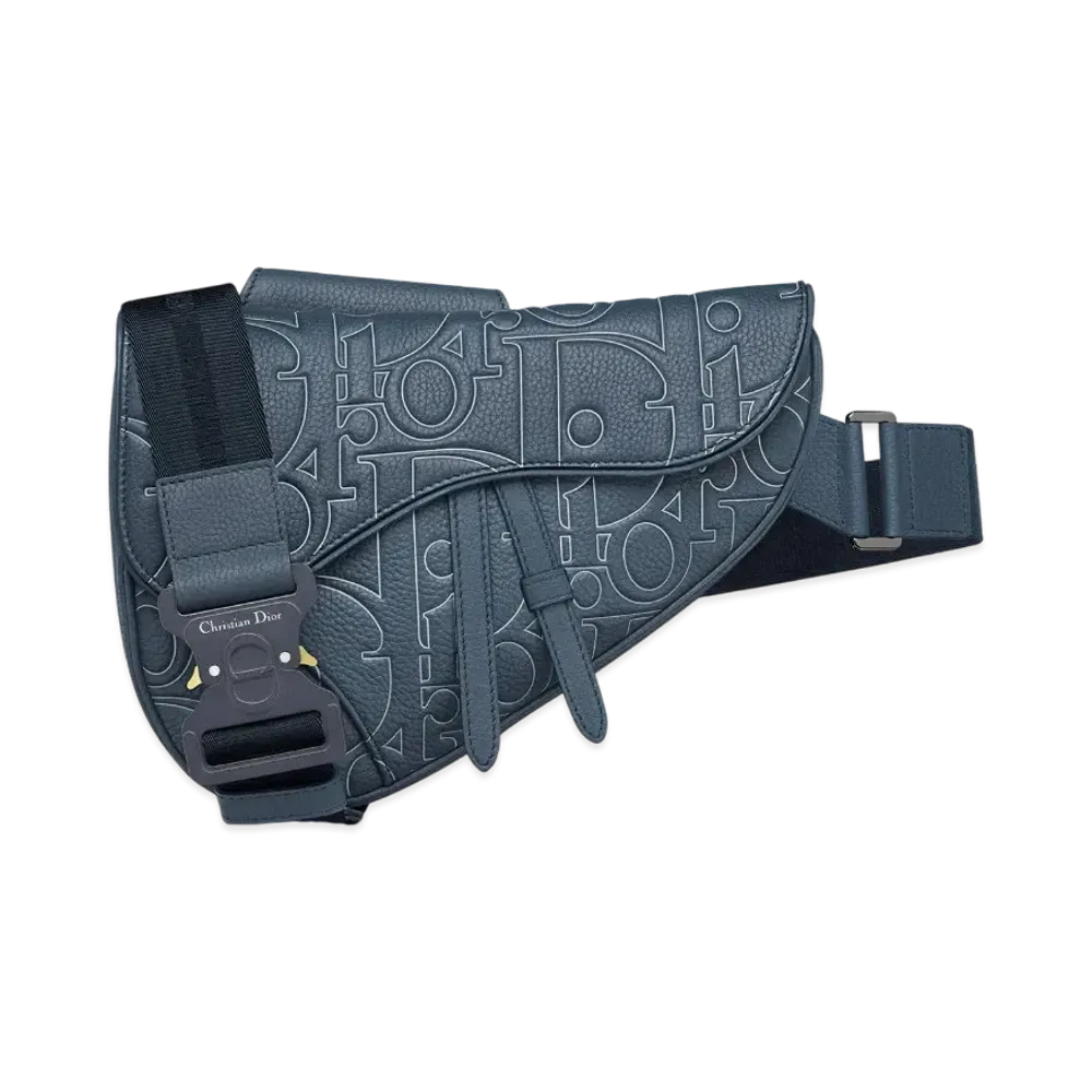 Dior Saddle Bag Dior Gravity Outline Leather and Grained Calfskin "Navy Blue"
