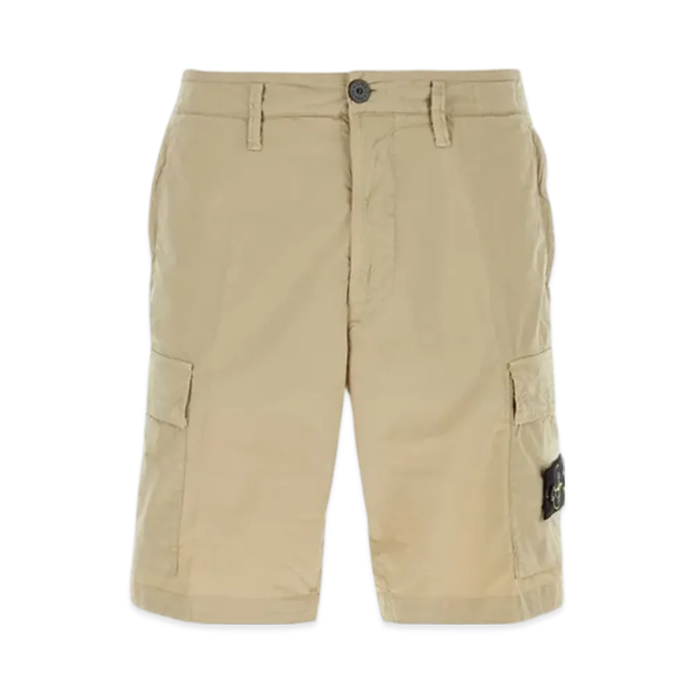 Stone Island L0803 Stretch Cotton Canvas Garment Dyed Cargo Bermuda Shorts - 24SS "Sand"