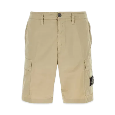 Stone Island L0803 Stretch Cotton Canvas Garment Dyed Cargo Bermuda Shorts - 24SS "Sand"