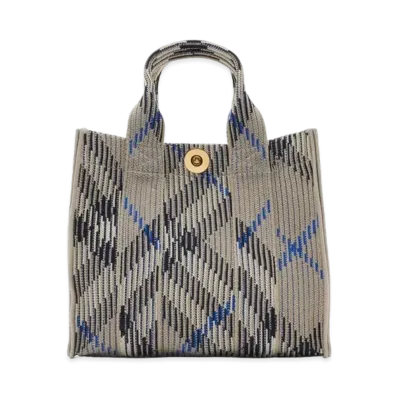 Burberry Mini Check Knitted Tote "Lichen"