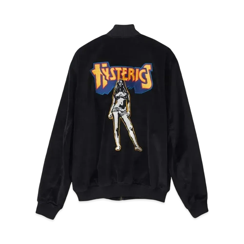 HYSTERIC GLAMOUR Bad Ass Mama Embroidery Velveteen Sukajan "Black"