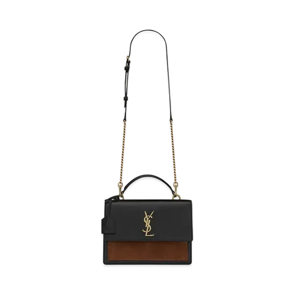 Saint Laurent Sunset Medium In Shiny Vegetable-Tanned Leather "Military Taupe"