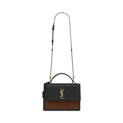 Saint Laurent Sunset Medium In Shiny Vegetable-Tanned Leather "Military Taupe"