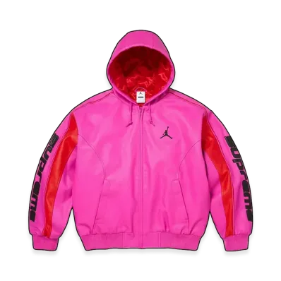 Supreme x Jordan Hooded Leather Jacket "Pink"