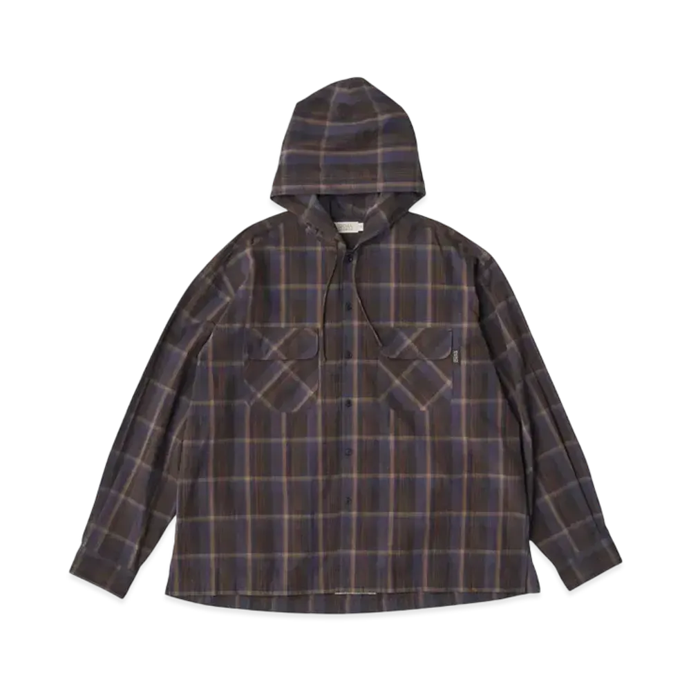SEDAN ALL-PURPOSE Plaid Hooded Shirt "Purple Brown"