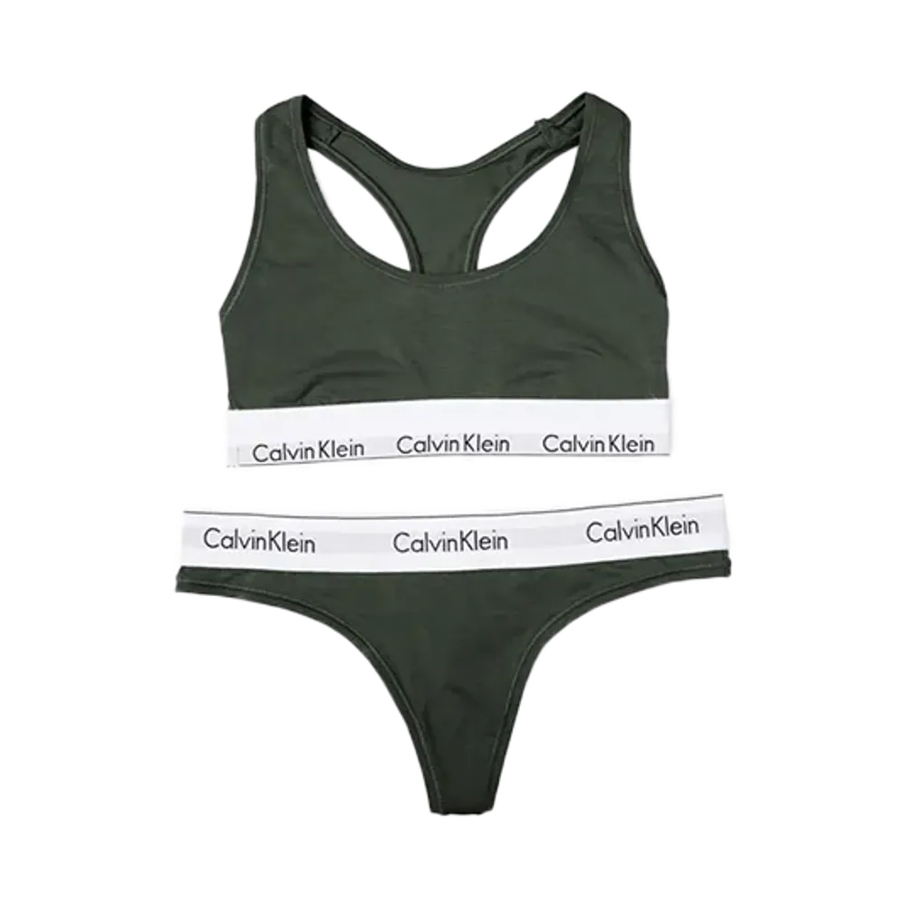 Calvin Klein Modern Cotton Bra/Shorts Set "Field Olive"