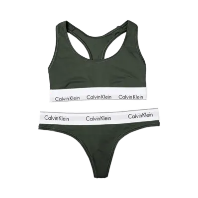 Calvin Klein Modern Cotton Bra/Shorts Set "Field Olive"