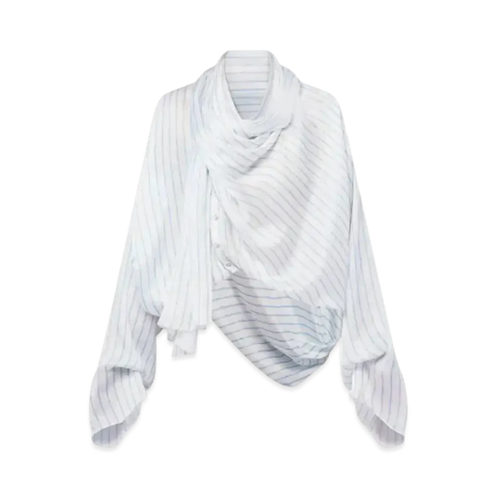 Louis Vuitton Double Stripe Draped Blouse "Blanc"
