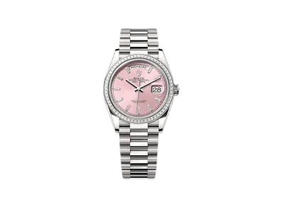 ROLEX Day-Date 36mm White Gold Diamond 128399TBR "Pink"