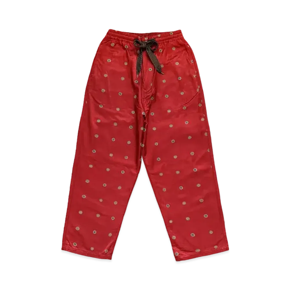KAPITAL Cotton Rayon Fleece Lining Easy Pants "Red"