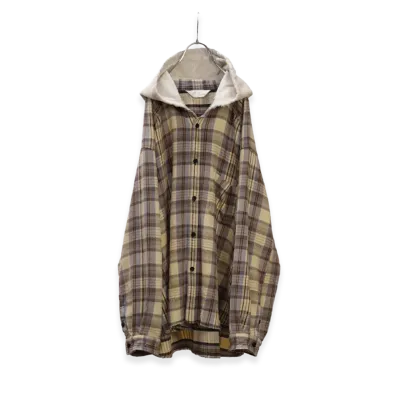ANCELLM Nel Check Hoodie Shirt "Ivory"