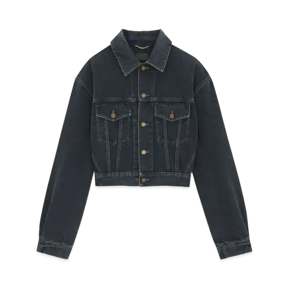 Saint Laurent Women's 80's Jacket "Dark Blue Black"