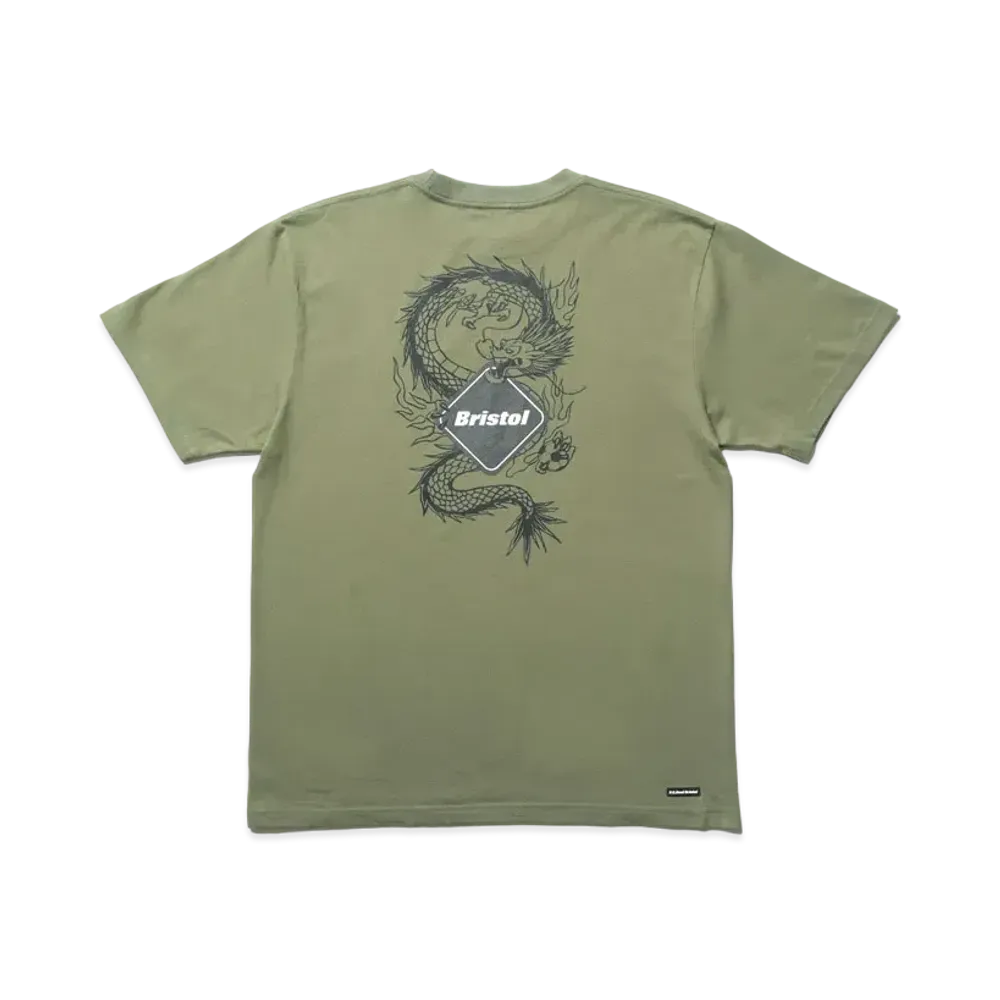 F.C.Real Bristol Year Of The Dragon Dragon Back Emblem Team S/S Tee "Khaki"