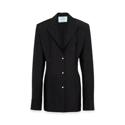 PRADA Women's Single-Breasted Light Mohair Jacket "Black"