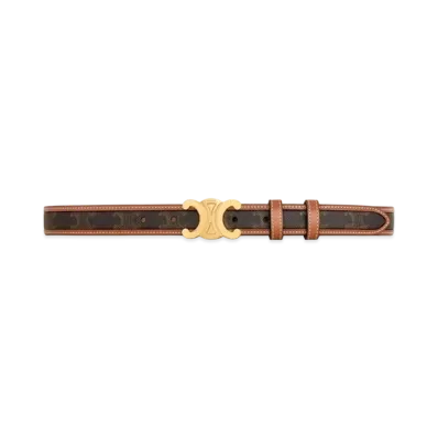 CELINE Medium With Border Triomphe Belt In Triomphe Canvas And Calfskin "Tan"