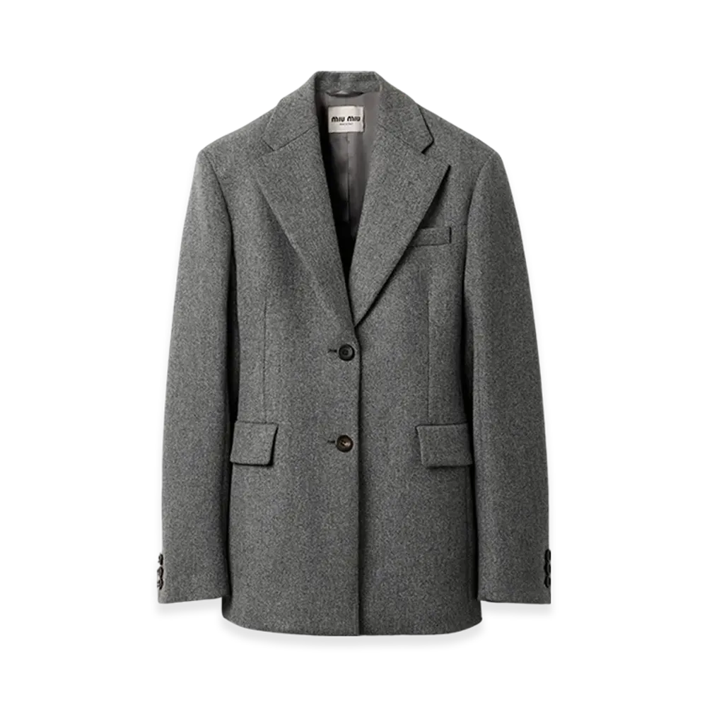 MIU MIU Women's Single-Breasted Double Wool Jacket "Hematite"