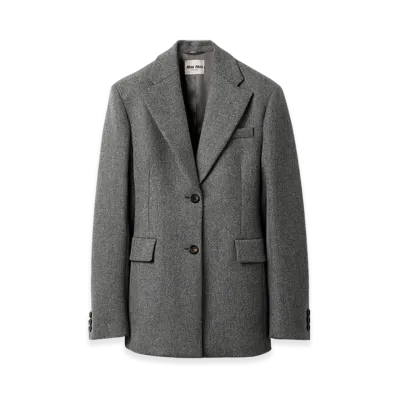 MIU MIU Women's Single-Breasted Double Wool Jacket "Hematite"