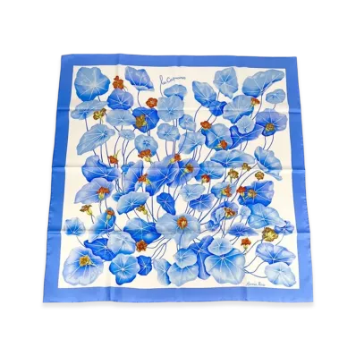 Hermes Scarf 90 Les Capucines "Blue"