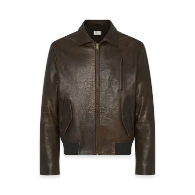 The Row Akia Leather Jacket "Dark Brown"