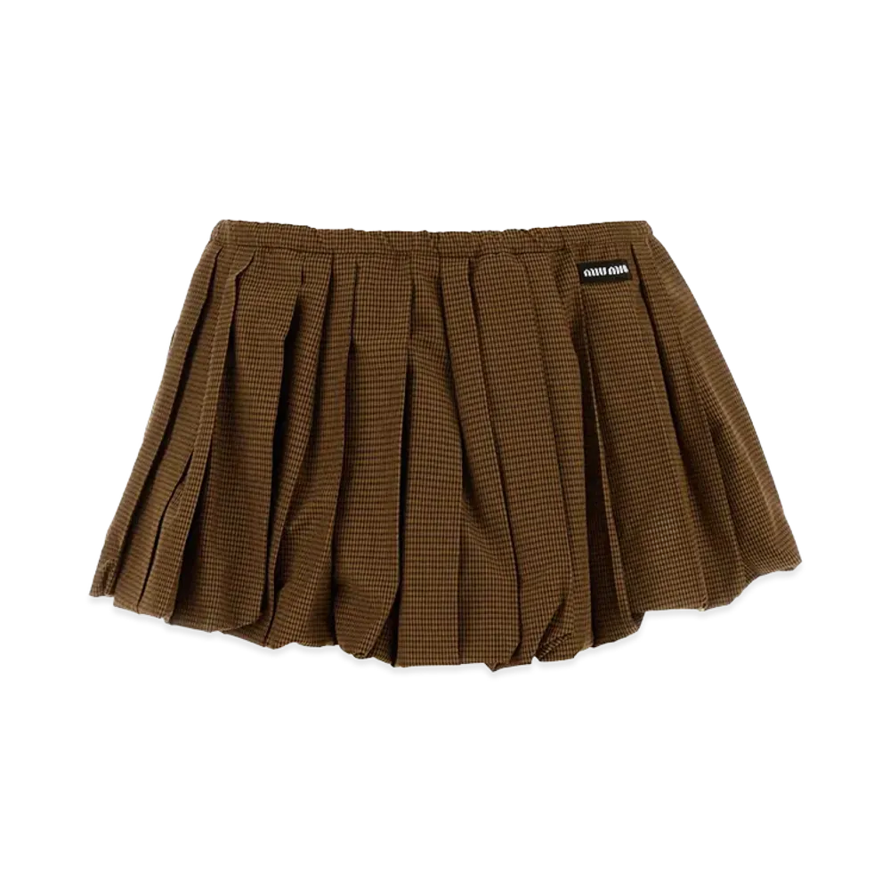 MIU MIU Women's Embroidered Cotton Mini Skirt "Checked"