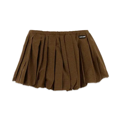 MIU MIU Women's Embroidered Cotton Mini Skirt "Checked"