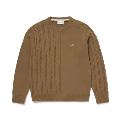 LACOSTE Asymmetry Crew Neck Knit Sweater "Brown"