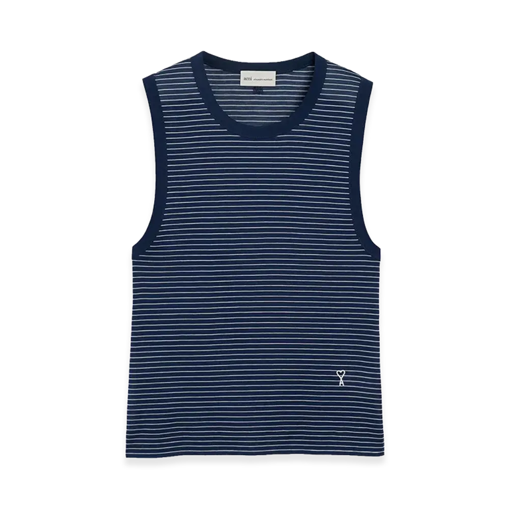 AMI PARIS Women's Classic Fit Striped Tank Top "Blue"