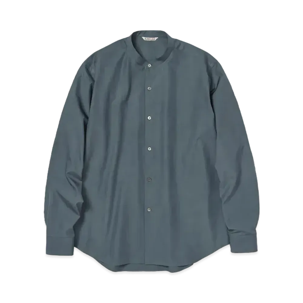 AURALEE High Count Finx Ox Stand Collar Shirt "Dark Blue"