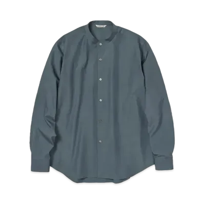 AURALEE High Count Finx Ox Stand Collar Shirt "Dark Blue"