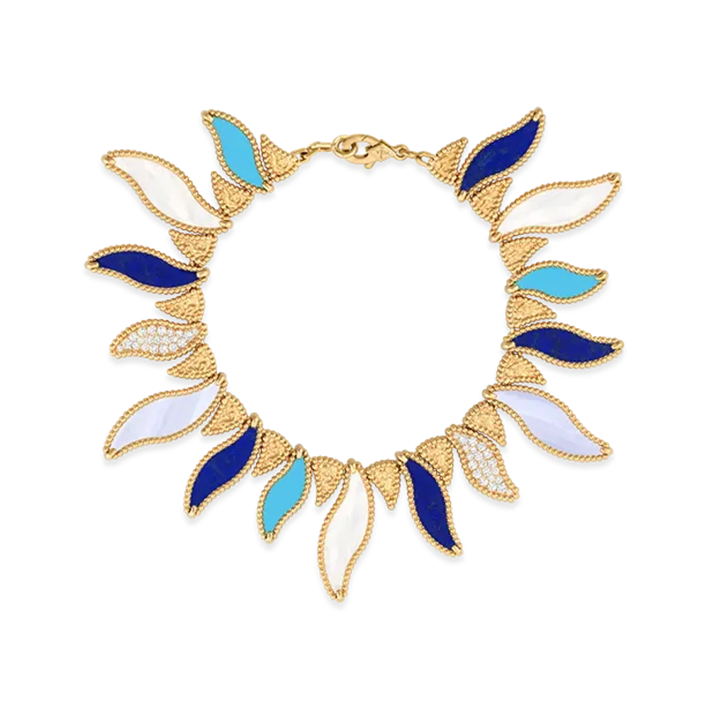 Van Cleef & Arpels Lucky Summer Wave bracelet "18K Yellow gold/Chalcedony/Turquoise/Diamond/Mother-of-pearl"