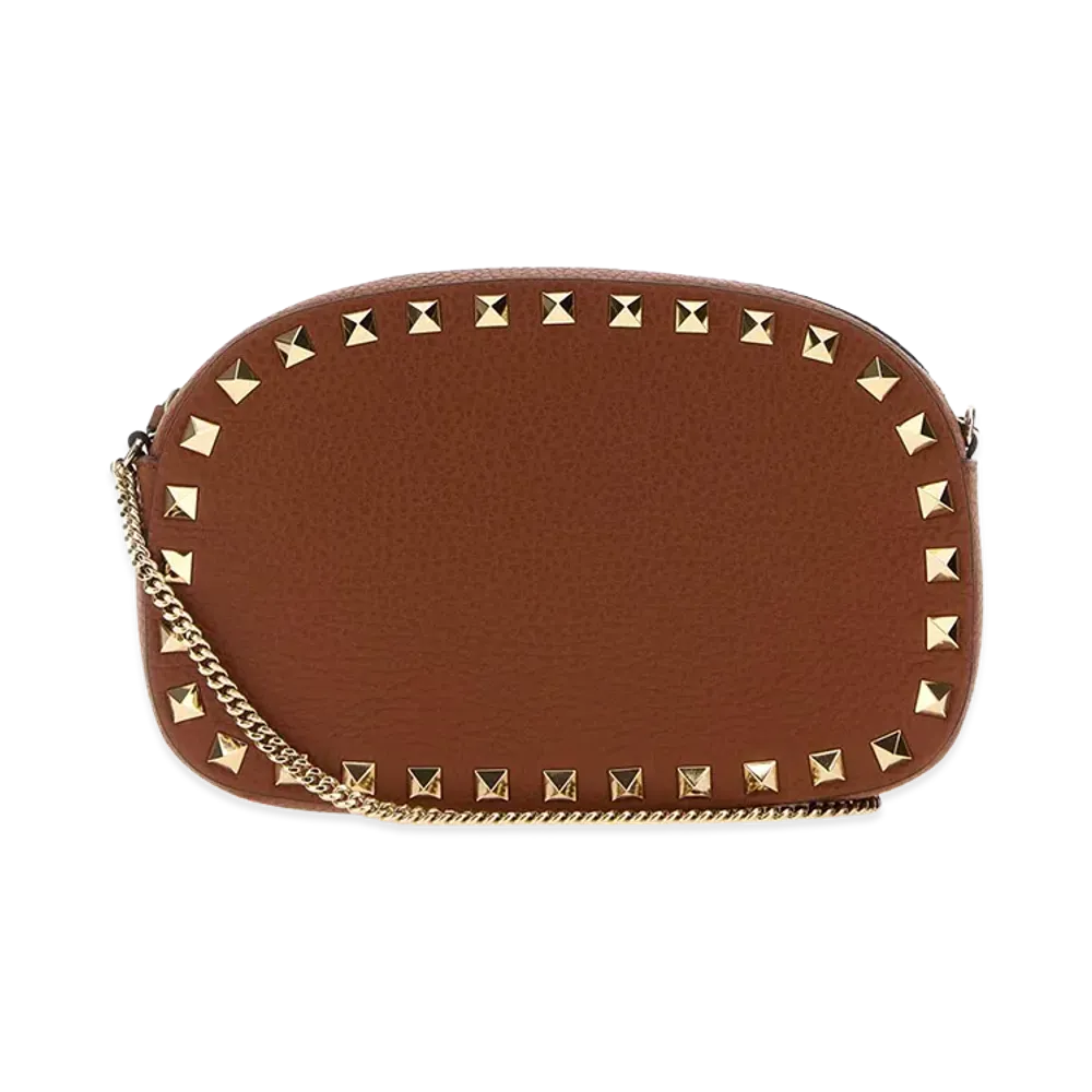 Valentino Women's Leather Rockstud Crossbody Bag "Brown"
