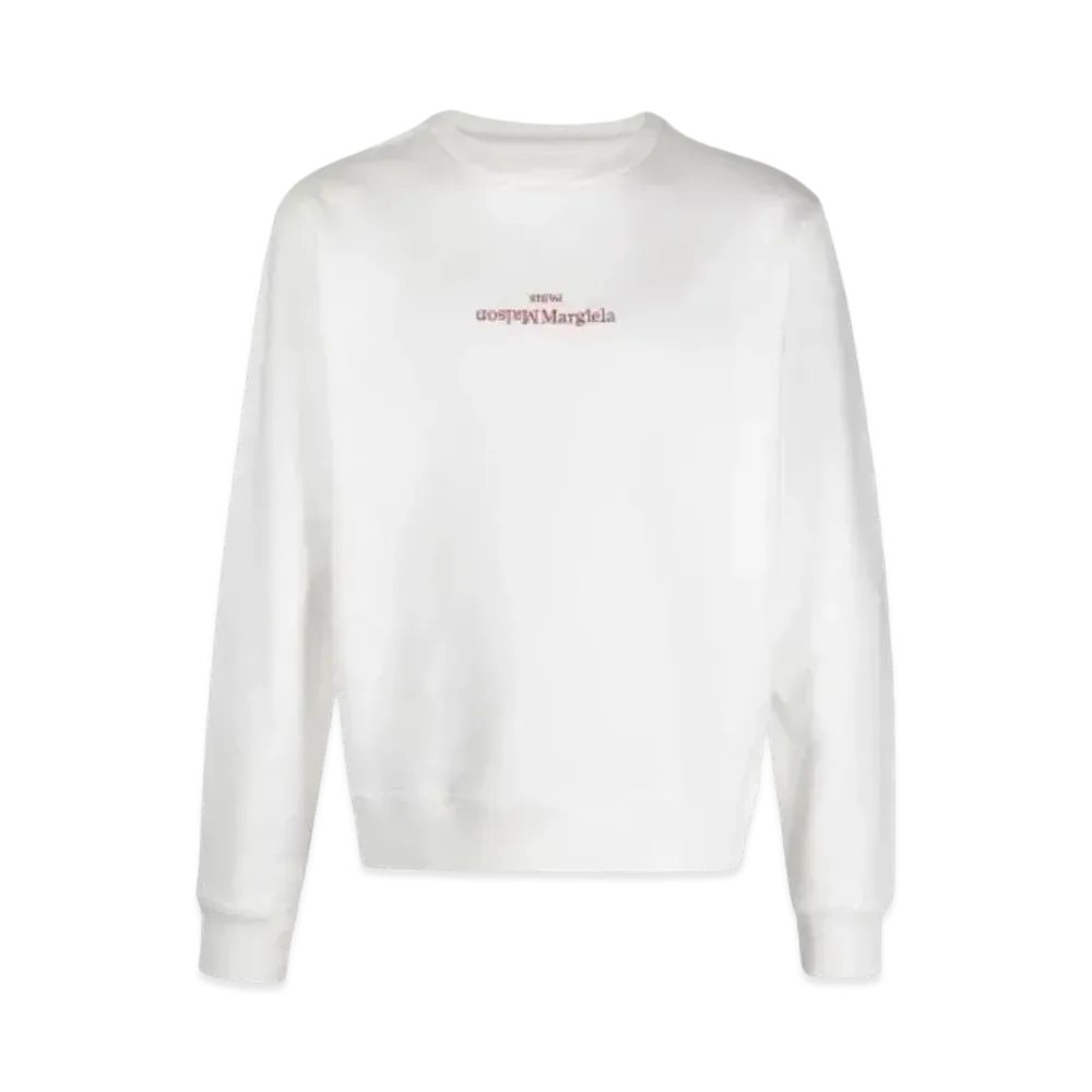 Maison Margiela Reverse Stitch Logo Sweatshirt "Ivory/Red"