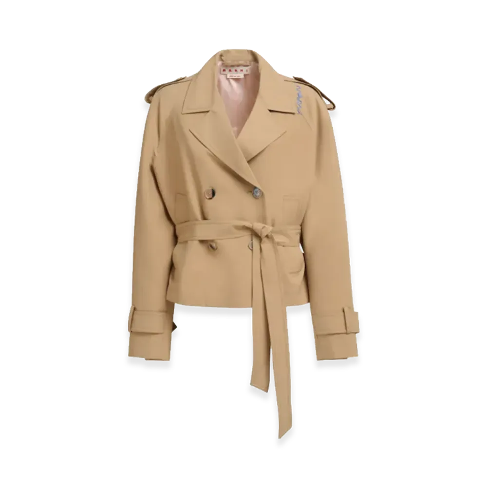 MARNI Women's Short Trench Coat with Belt "Beige"