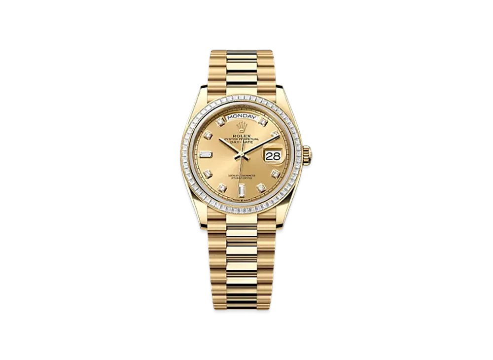 ROLEX Day-Date 36mm Yellow Gold Diamond 128398TBR "Champagne-colour"