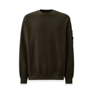C.P. Company Brushed Emerized Diagonal Fleece Crewneck Sweatshirt "Dark Shadow Grey"