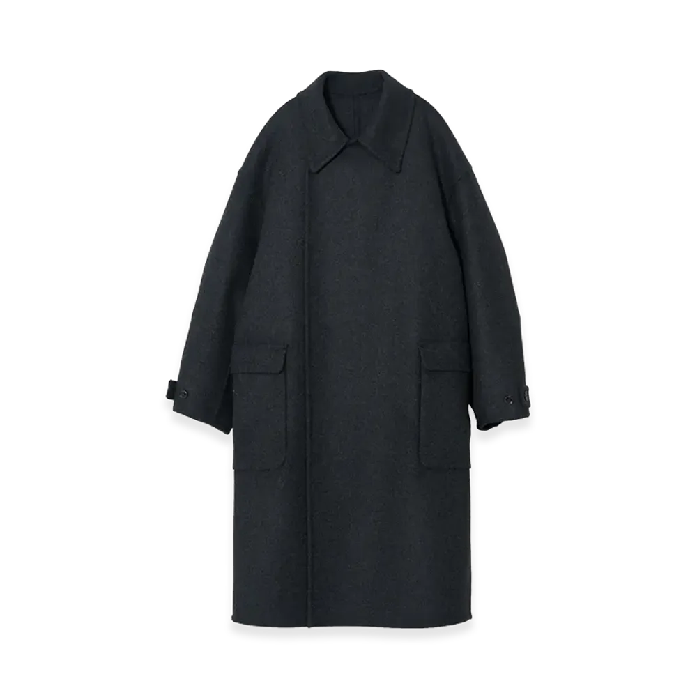 YOKE Wool Cashmere Double Breasted Rever Coat "Charcoal"