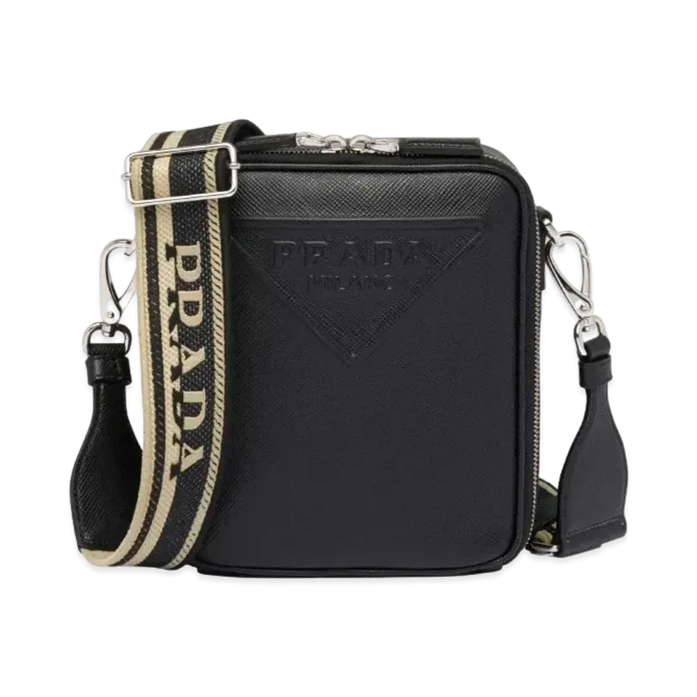 PRADA Saffiano Leather Shoulder Bag "Black"