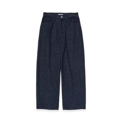 AURALEE Silk Nep Denim 5P Wide Pants "Dark Navy"