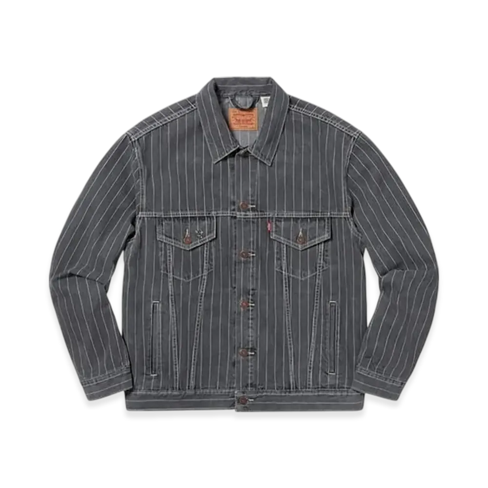 Supreme x Levi's Pinstripe Trucker Jacket "Black"