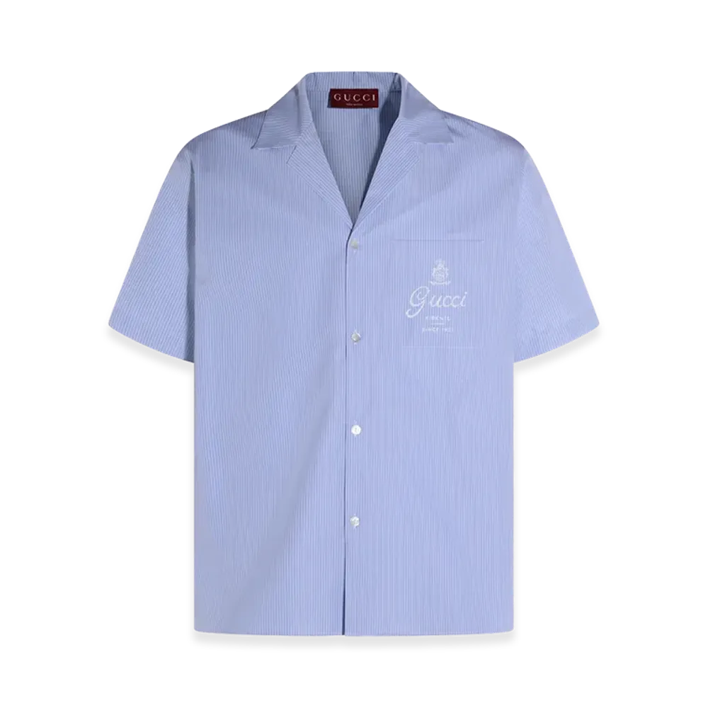 GUCCI Embroidered Poplin Shirt "Light Blue"